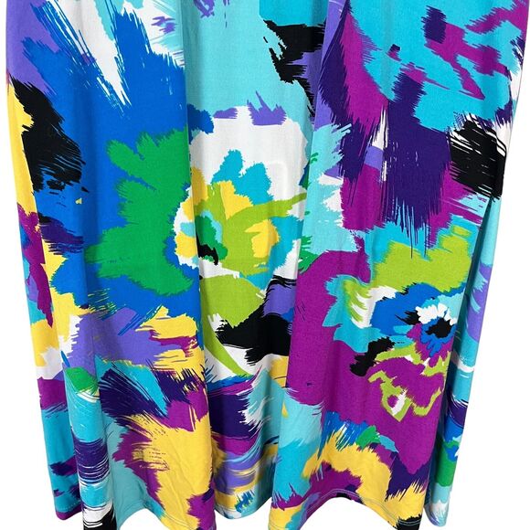 Sandra Darren Womens Colorful Jersey Knit Stretch Sleeveless Fit Flare Dress 10 - Picture 11 of 16